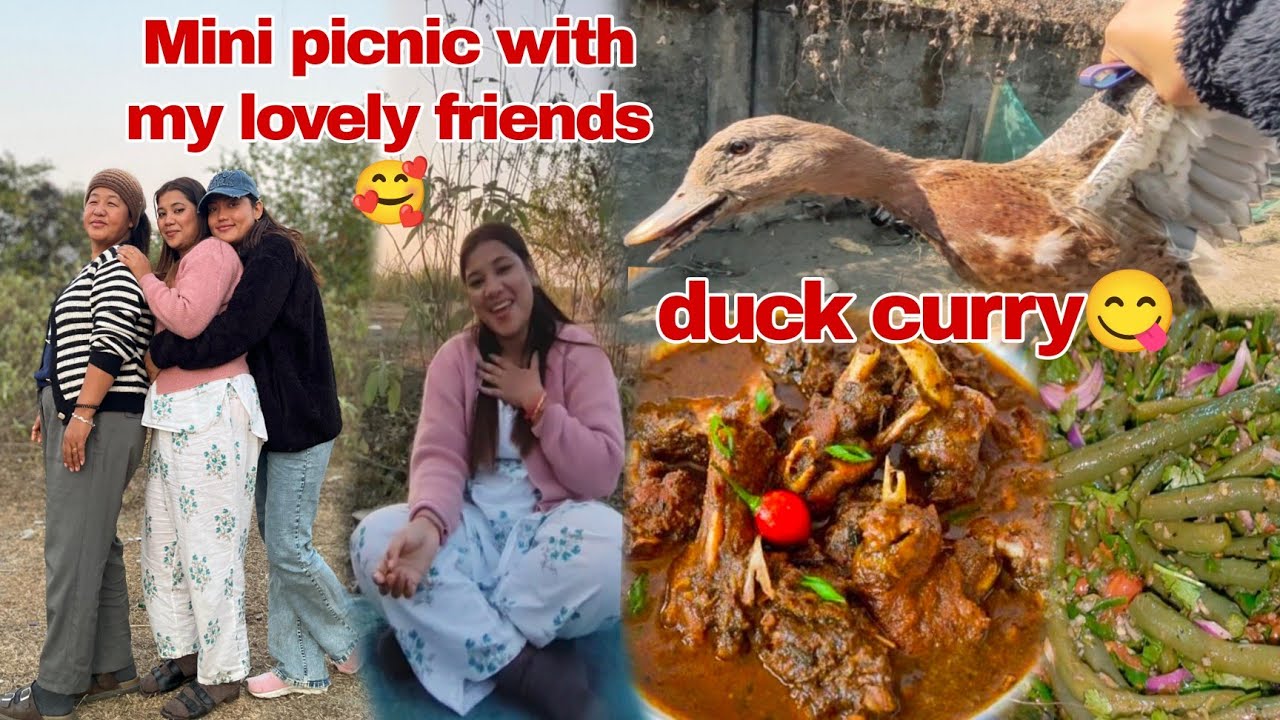Mini #picnic With My Lovely Friends 🥰 || Cooking #duckcurry 😋 || #mydailyvlog Arunachal Pradesh 🇳🇪