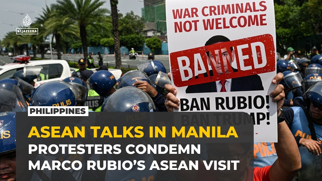 &lsquo;War criminals not welcome&rsquo;: Protesters rally in Manila amid Rubio&rsquo;s ASEAN visit