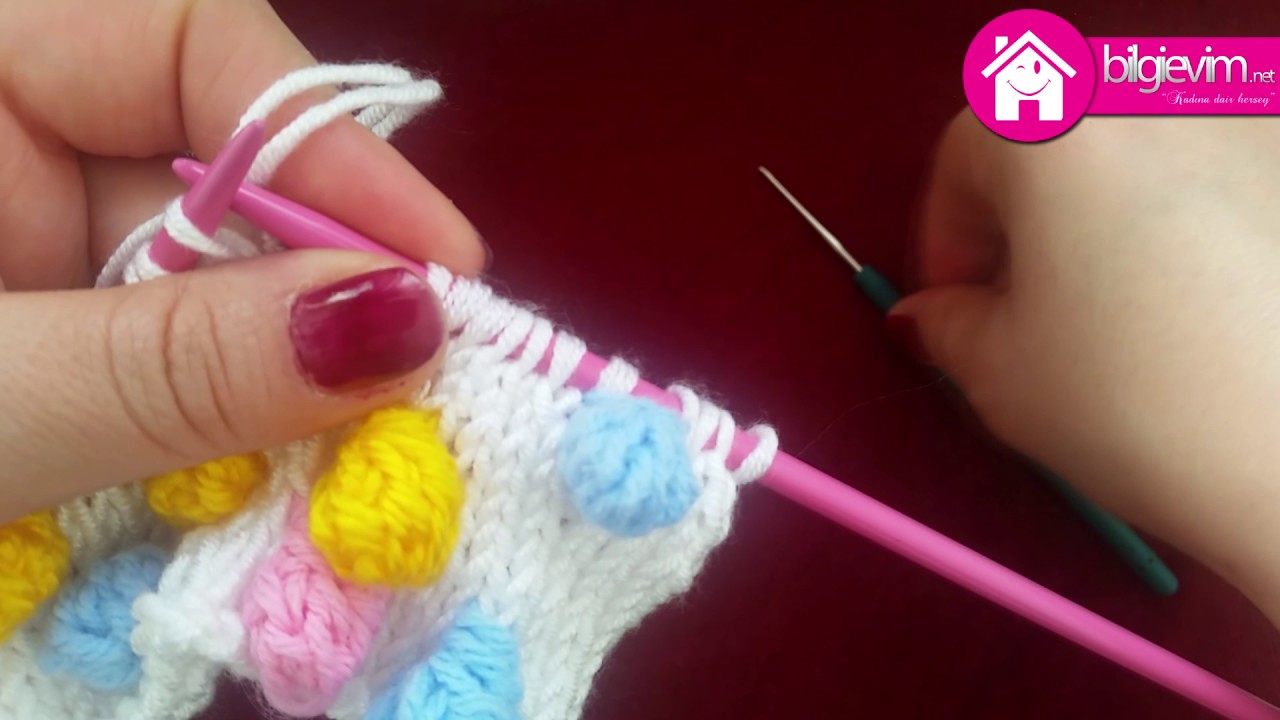 Şiş ile Ponponlu Örgü Modeli Yapılışı Videolu Anlatım