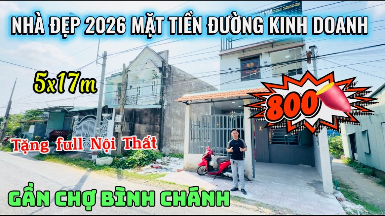 Nhà Đẹp 2026 Mặt Tiền Đường Kinh Doanh Shr Hoàn Công 5x17m Gần Chợ Hưng Long Chỉ 800tr Sở Hữu Ngay