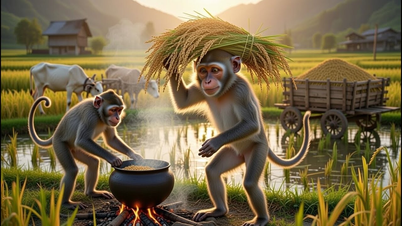 Monkeys Harvest Rice, Grind Grains & Cook Curry | Nature Life