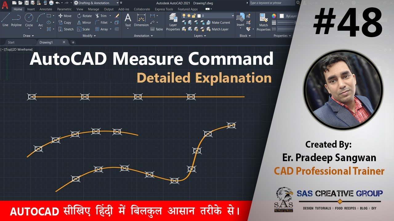 AutoCAD Measure Command AutoCAD Tutorials 48 | Hindi/Urdu #autocad 2021-25 #cad #design