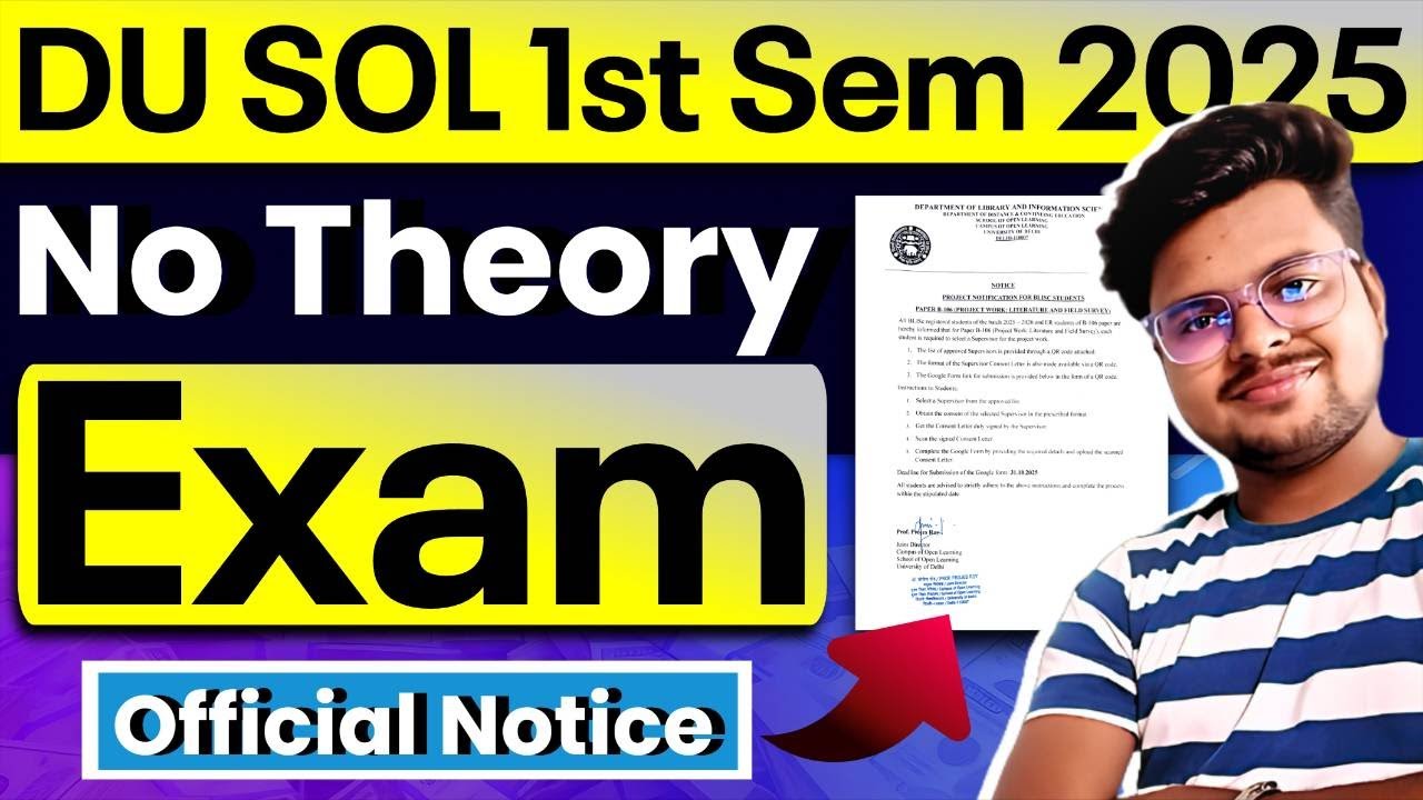 🚨 Big News! DU SOL Admission 2025: 1st Semester Exam Cancelled!