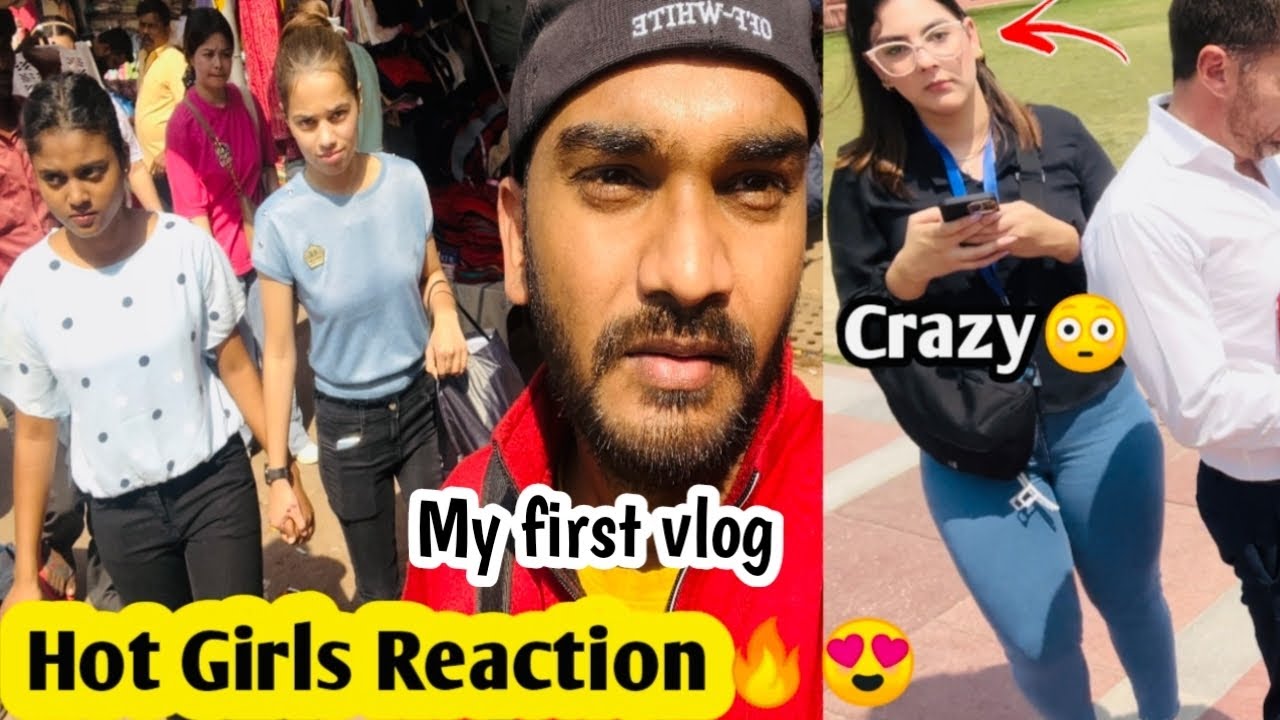 India Gate pe Russian girls reaction 😍 ||Rocky Vlog7009#cute #firstvlog #cutegirlrection #reaction