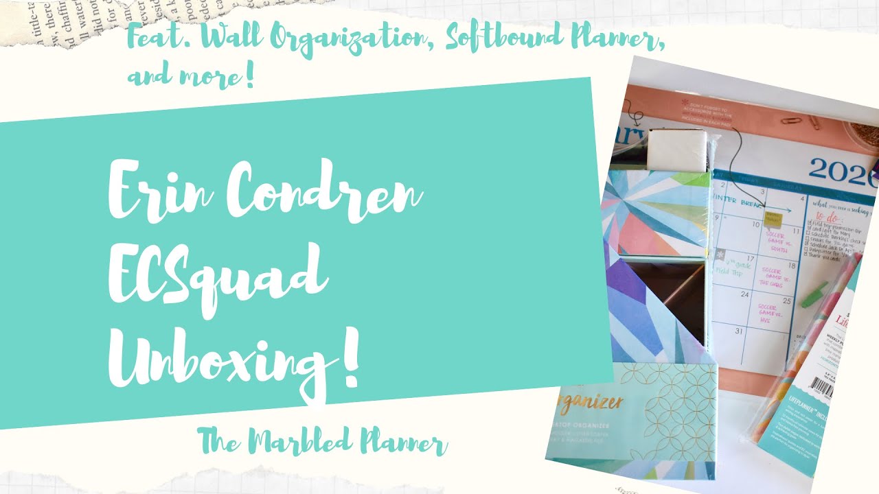 Erin Condren EC Squad Unboxing! Feat. Wall Board, and Softbound Planner| The Marbled Planner