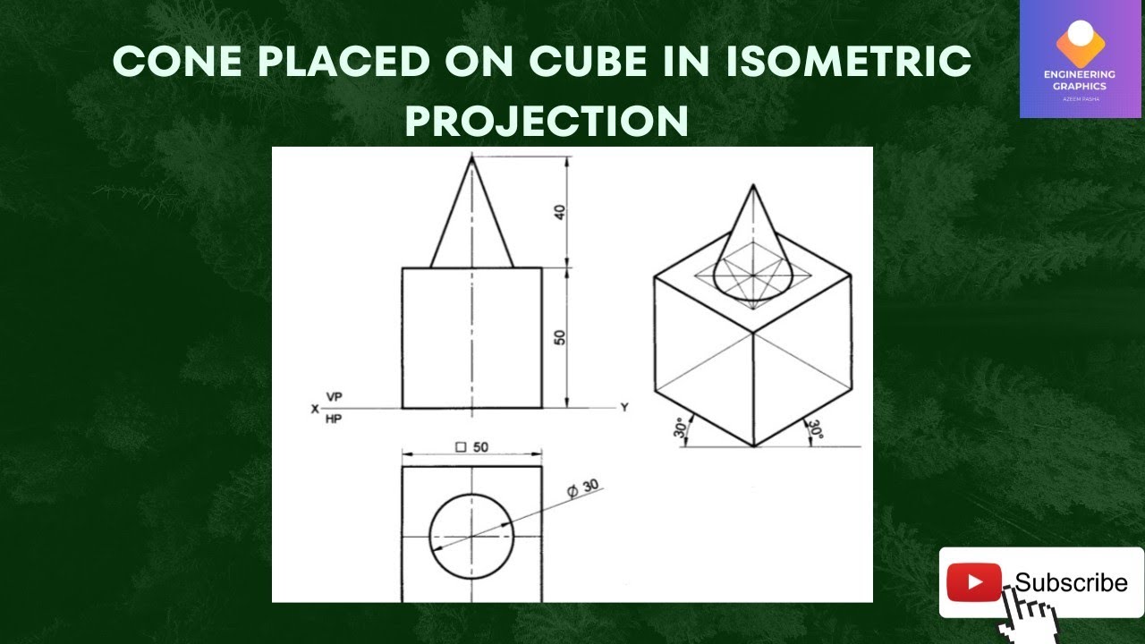 Cone and Cube problem in Isometric projection in sketch Engineering Graphics