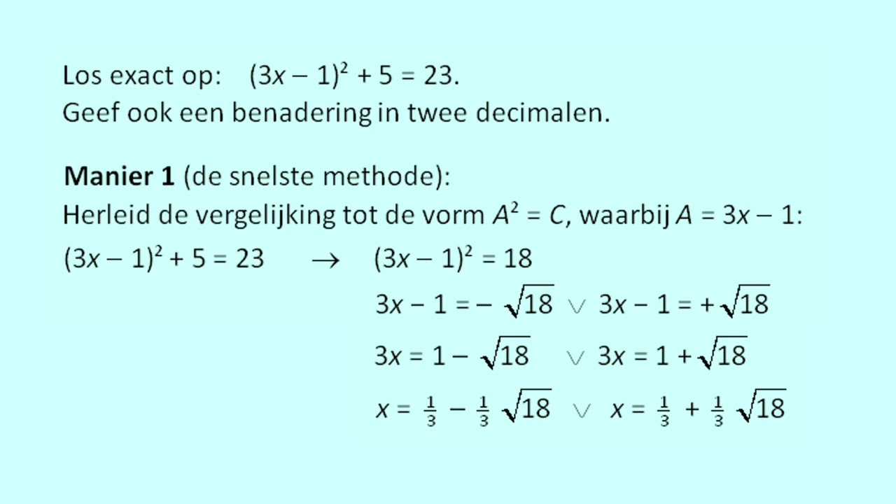 Samenvatting tweedegraads vergelijkingen oplossen