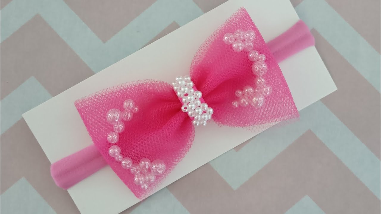 laço tule luxo com pérolas delicado