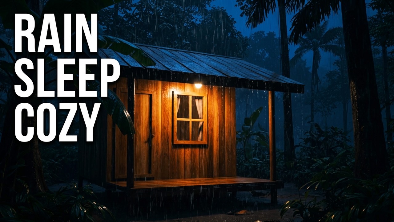 Rainy Night in a Wooden Hut | Relaxing Forest Rain Sounds