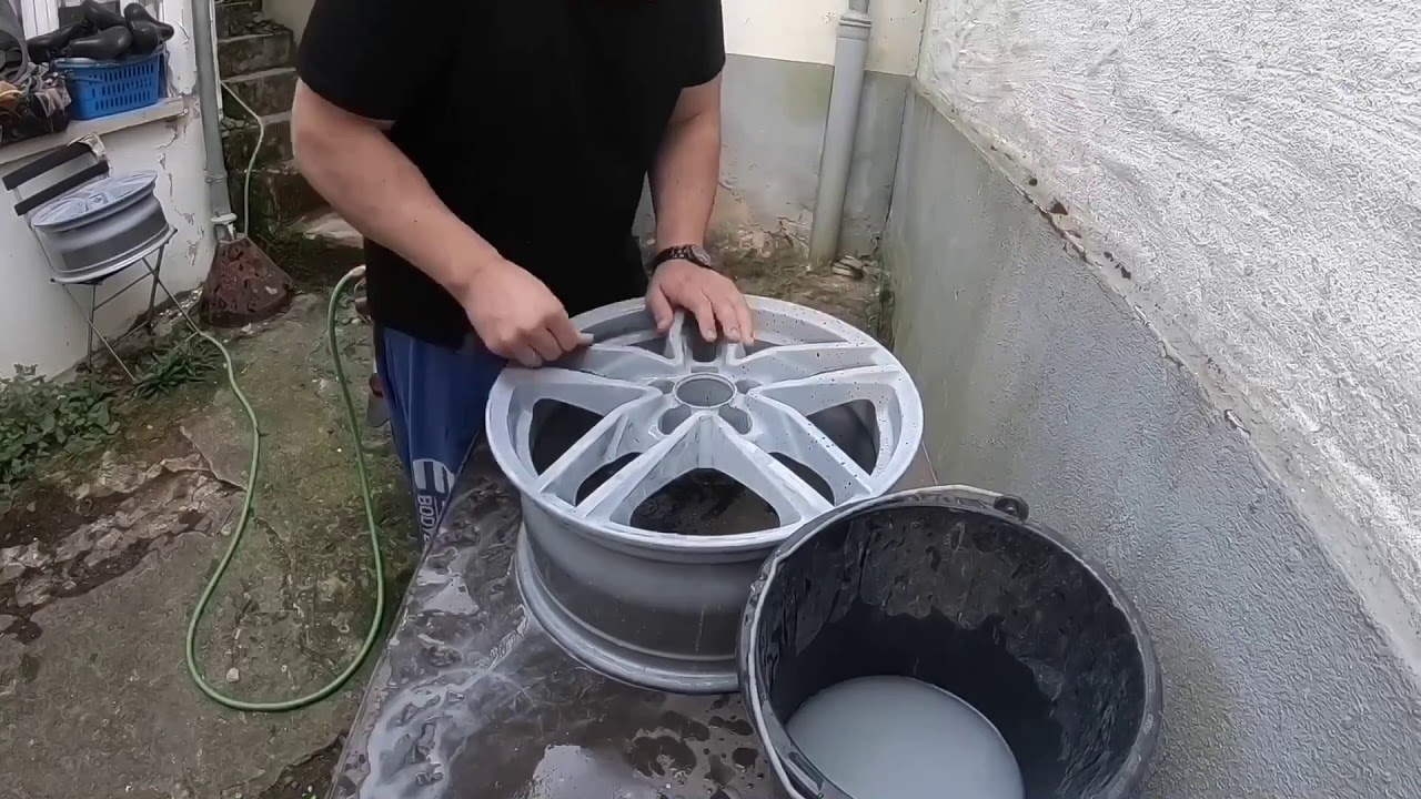PKW Aluminium Felge Grundierung Zeitraffer Impressionen Time lapse rim primer impression garage DIY