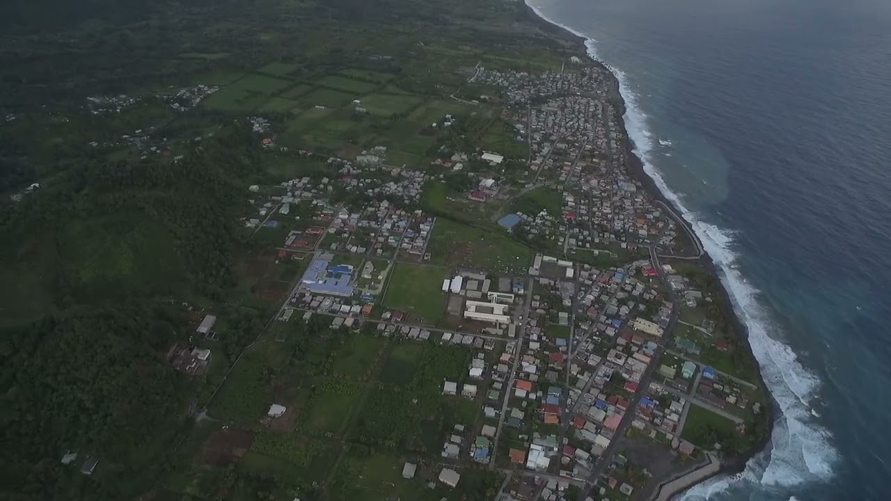 An aerial view of Goergetown St. Vincent & the Grenadines.