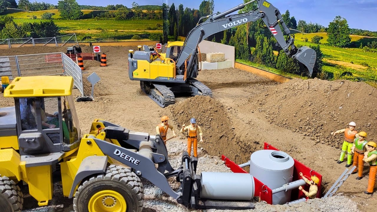 Large Water Pipe Install Job On RC Scale Construction 1:14 Movie