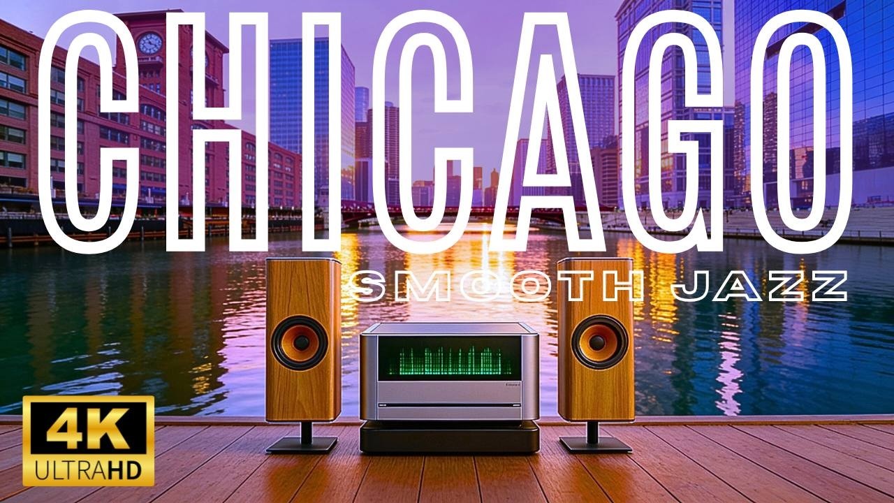 CHICAGO River Smooth Jazz 🌆 4K Illinois Skyline Lounge Music for Relax, Study & Work