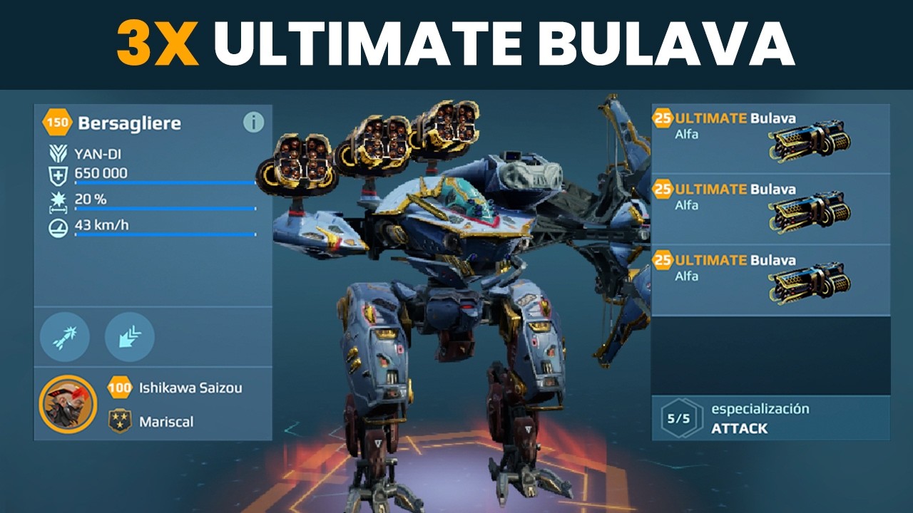 War Robots: Титан Bersagliere + Ultimate Bulava | Gameplay