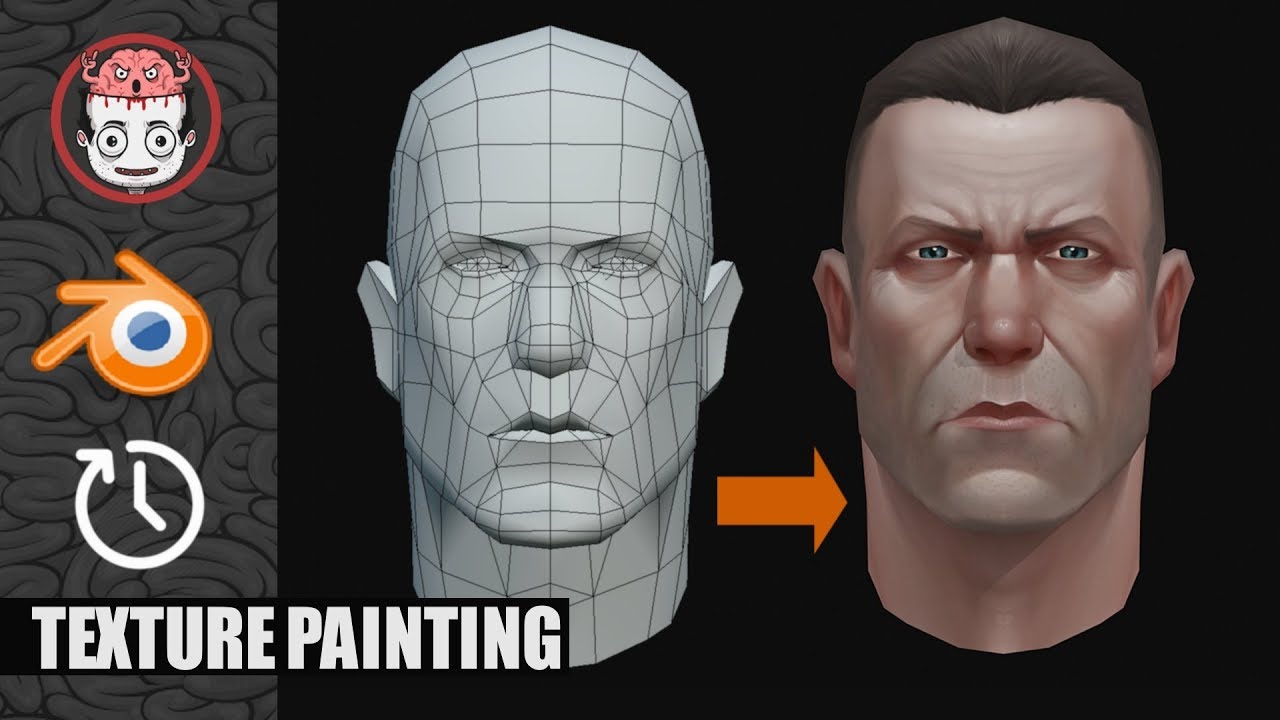 Head texture painting in blender[time-lapse]-II
