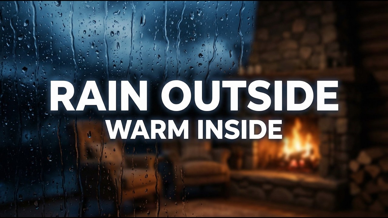 Rain Outside, Warm Inside 🔥 Cozy Cabin Fireplace Ambience