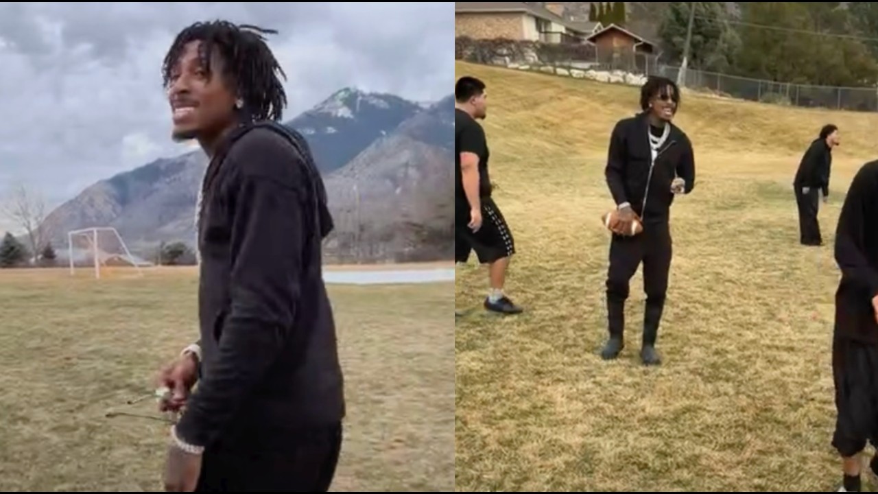 NBA Youngboy Runs Quarterback Playing Football With His Homeboys In Utah