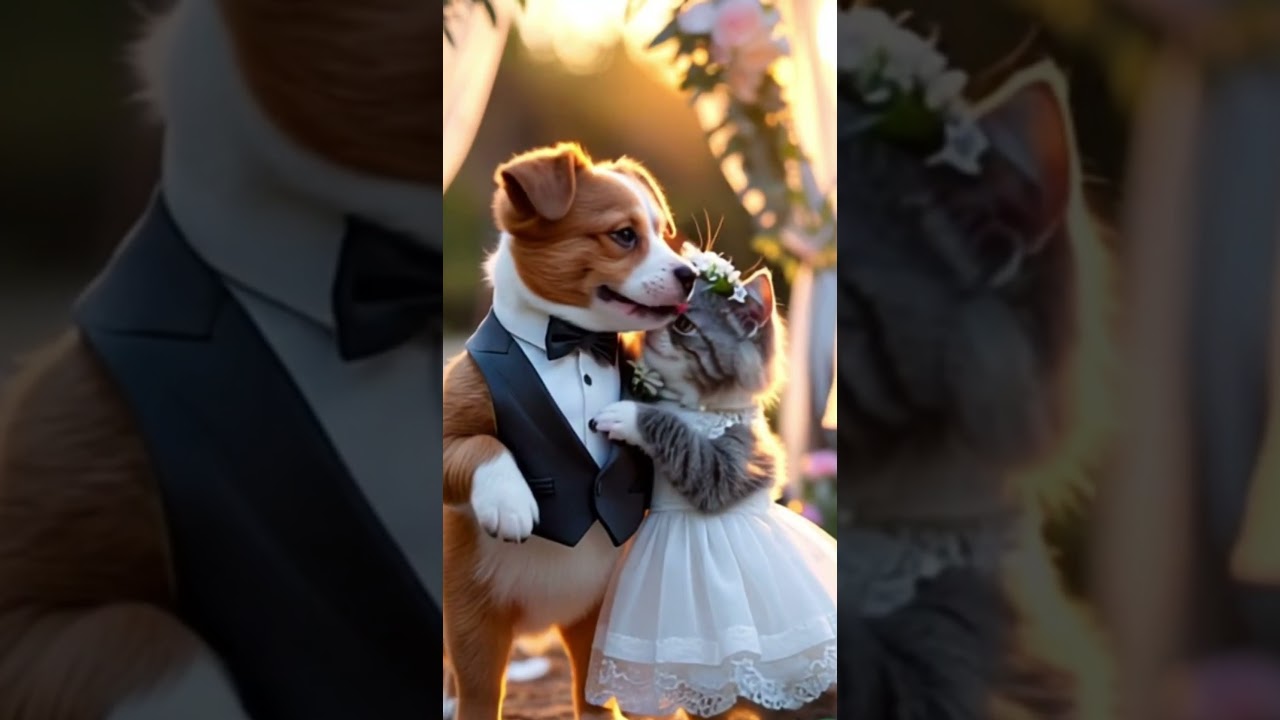 Happily married forever #cat&dog #cutecouplesstatus #catwedding #dogwedding #happilymarried