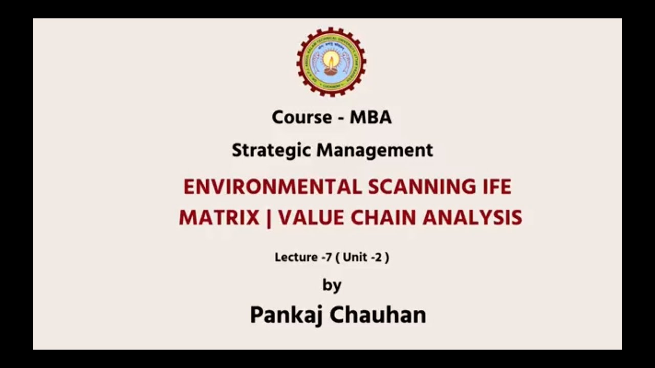 Strategic Management | Environmental Scanning IFE- Matrix | Value Chain Analysis |