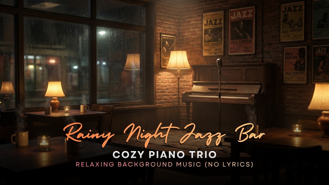 Rainy Night Jazz Bar 🎷 Cozy Piano Trio | Relaxing Background Music (No Lyrics)