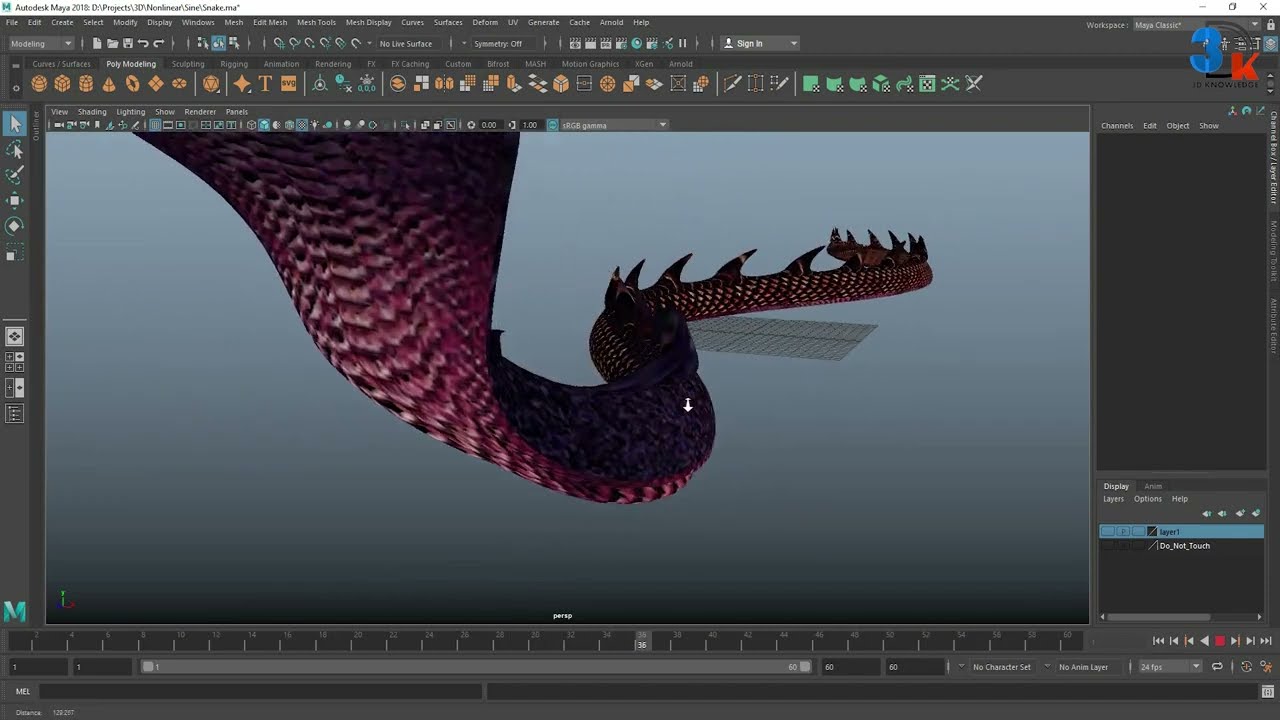 Sine Deformer In Maya | Snake Rig By Sine Deformer | Maya Deformer | Rigging With Sine Deformer Maya