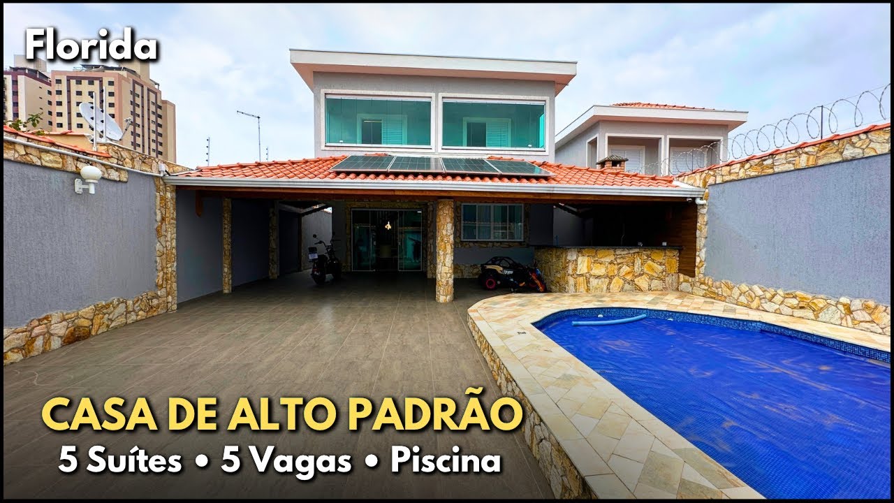 #667 CASA INCR&Iacute;VEL COM 5 SU&Iacute;TES, 5 VAGAS, PISCINA E CHURRASQUEIRA - PRAIA GRANDE, FL&Oacute;RIDA