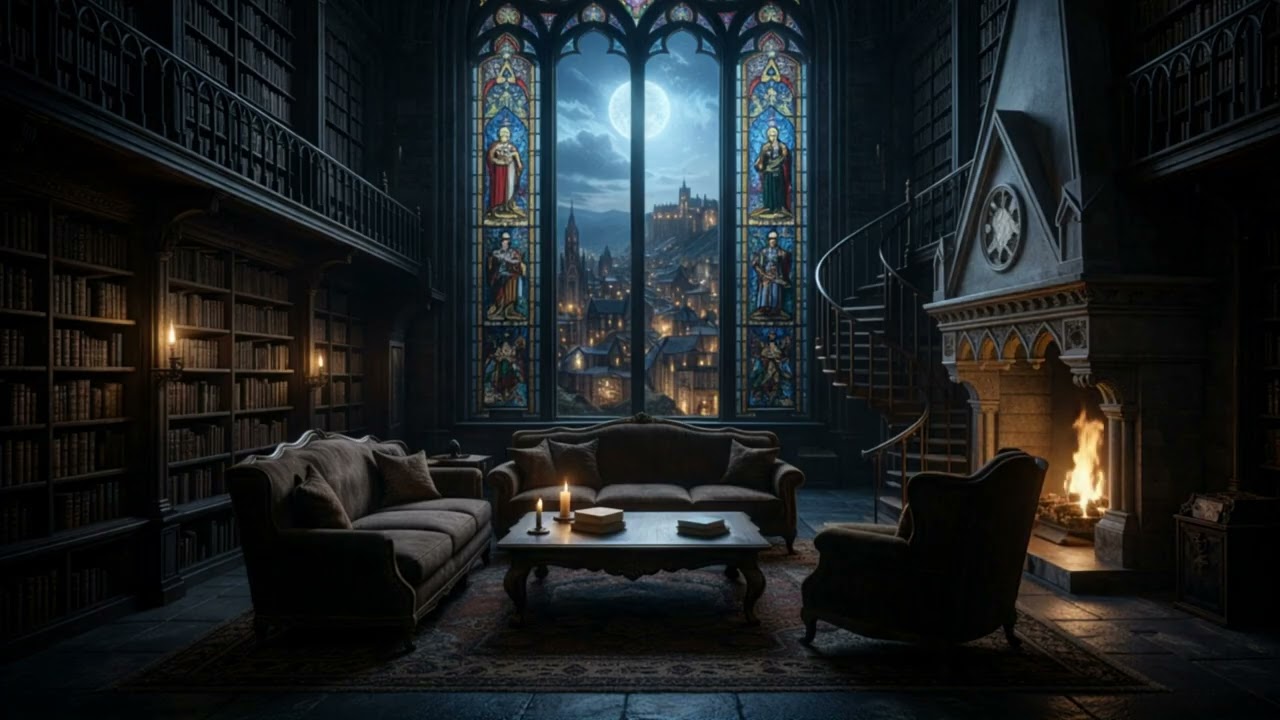 Medieval Focus Music for Work, Sleep, Study & D&D — Timeless Gothic Library at Night