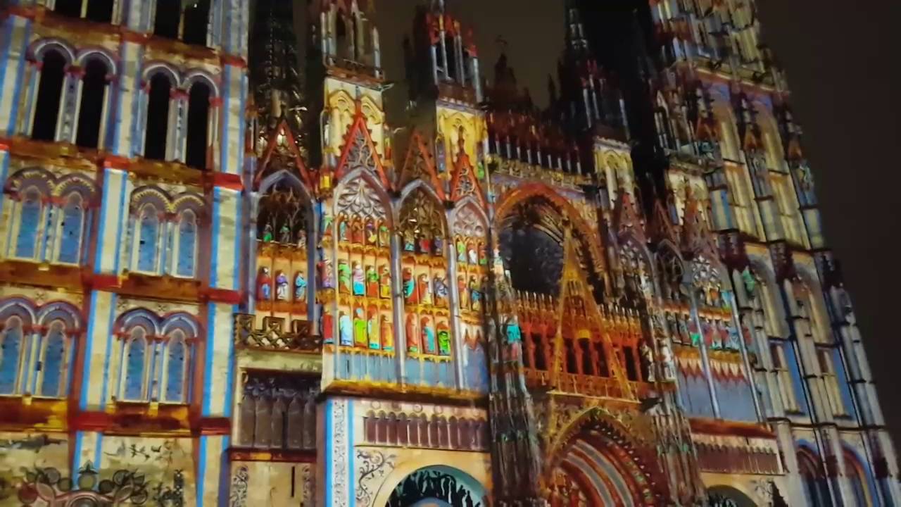 Rouen cathedral light show 2016