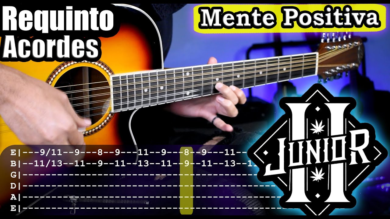 Mente Positiva - Junior H - Requinto y Acordes | Tutorial | Como tocar en Guitarra Con TABS