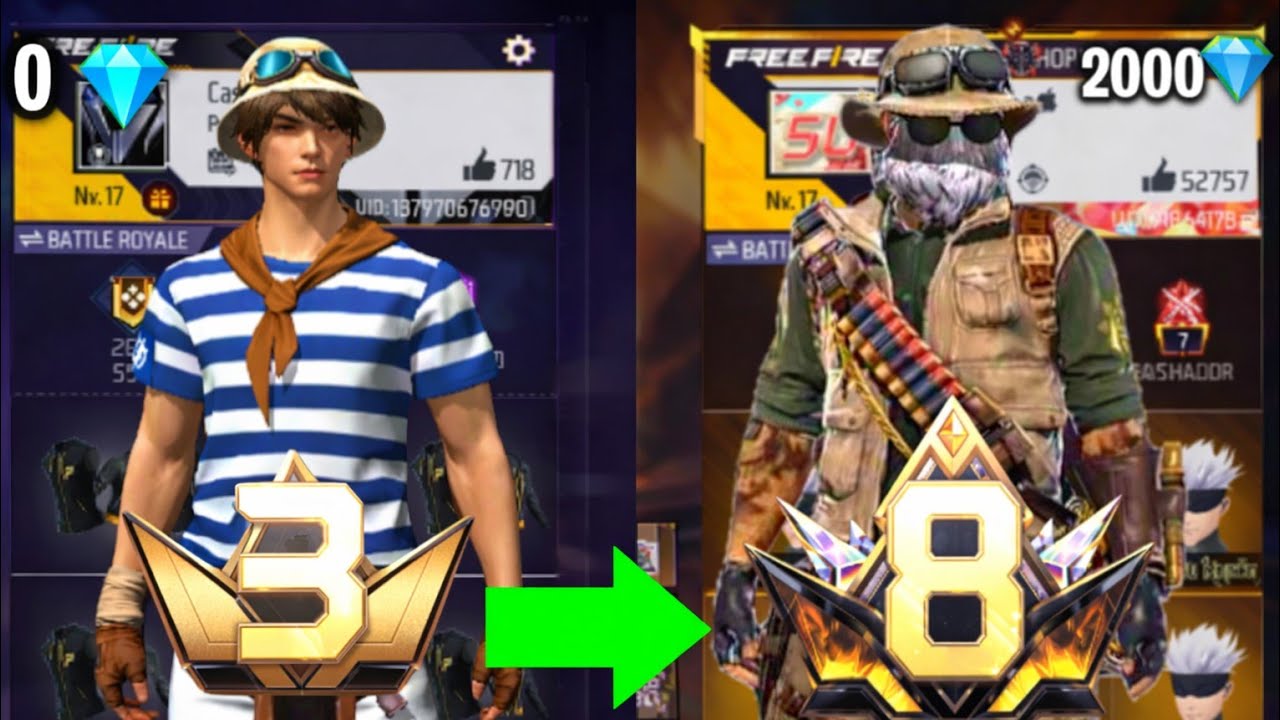 Transformando uma CONTA BOOT em UMA CONTA GEMADA no Free Fire! Peguei o conjunto aventureiro 😱