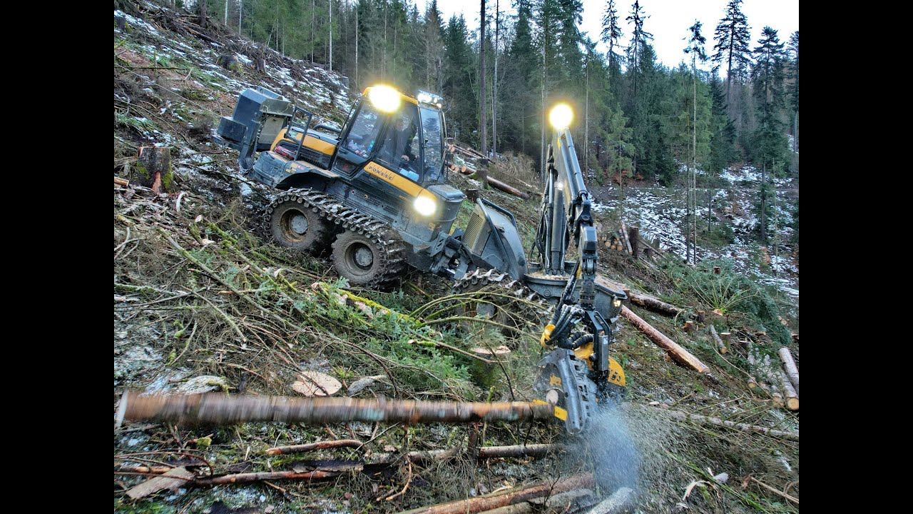 🌲4K| Ponsse Ergo & Winch • Traktionswinde • steep area • HarvesterOnboard • H7-Head • little Bear 🌲