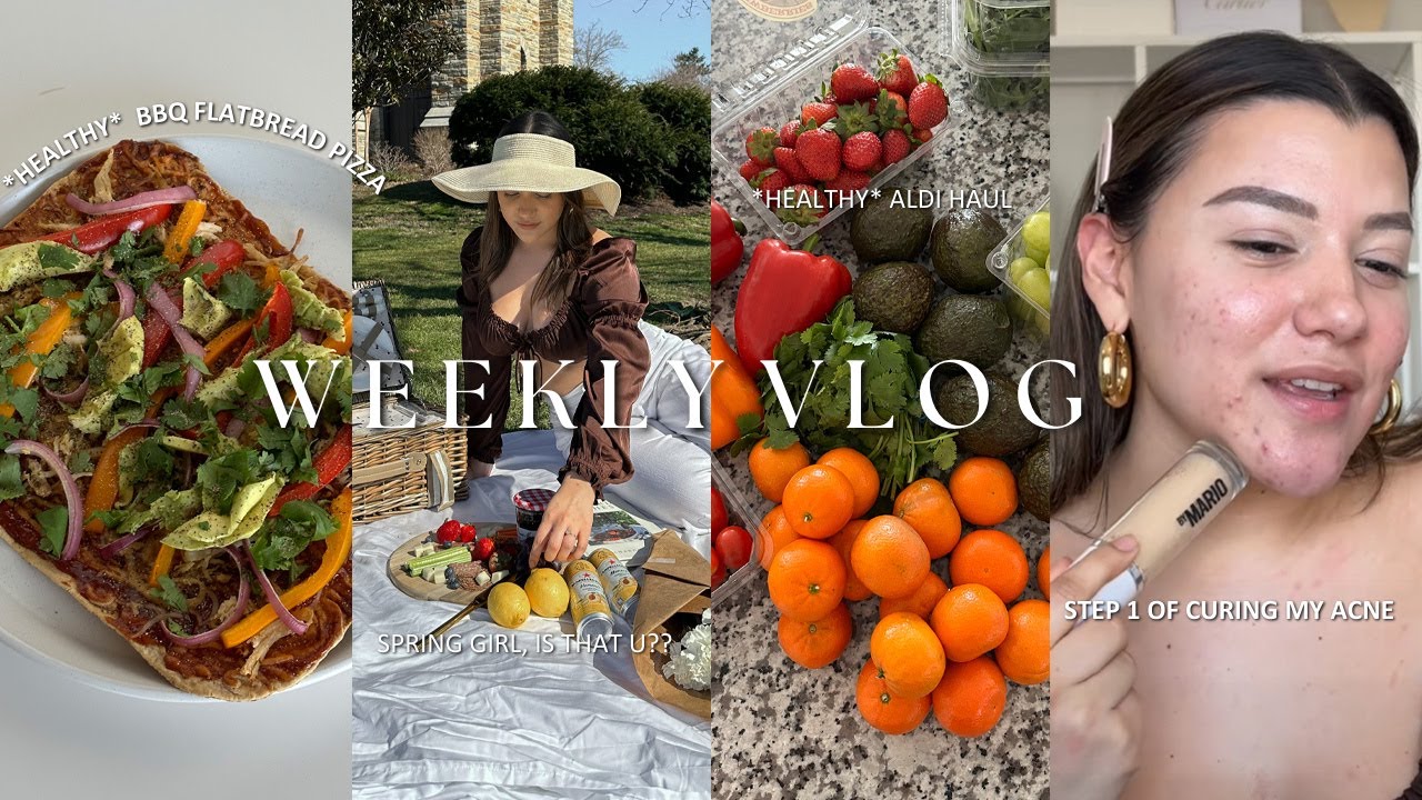 Acne Update...I Think I Found My Cure I Spring Picnic I Healthy Aldi Haul & BBQ Flatbread Recipe!