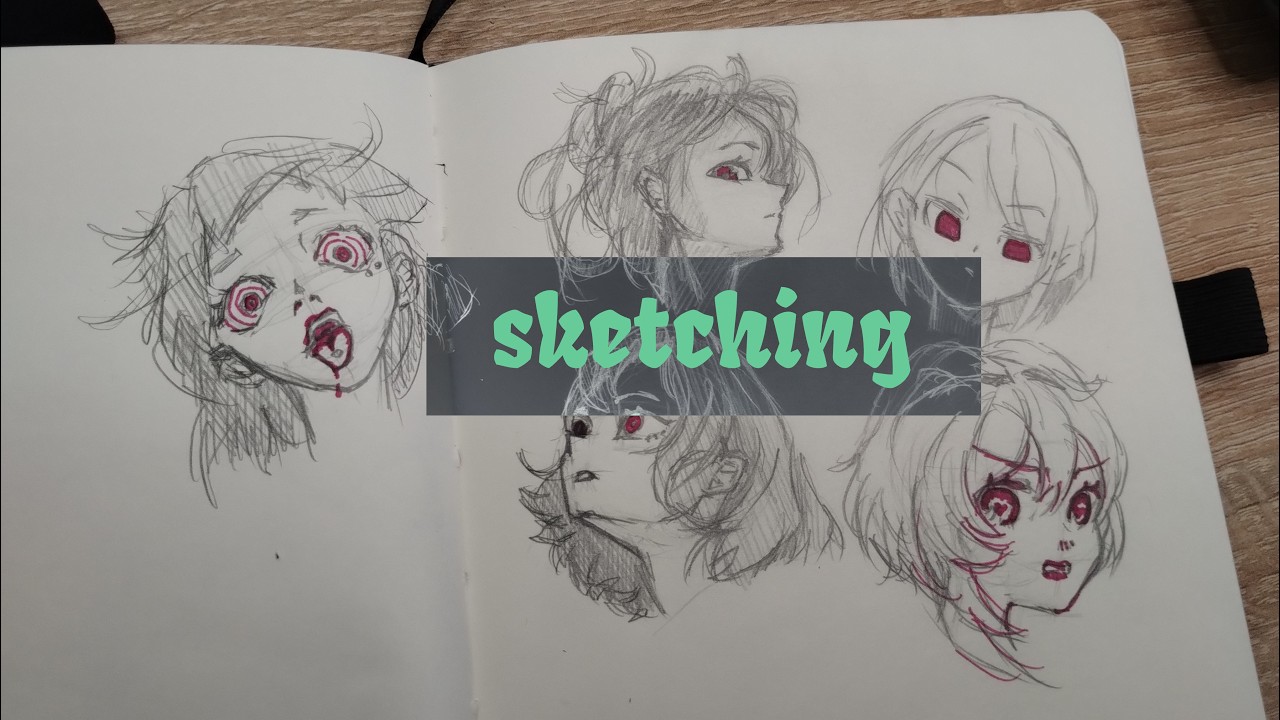 Sketching process. Face drawing practice.