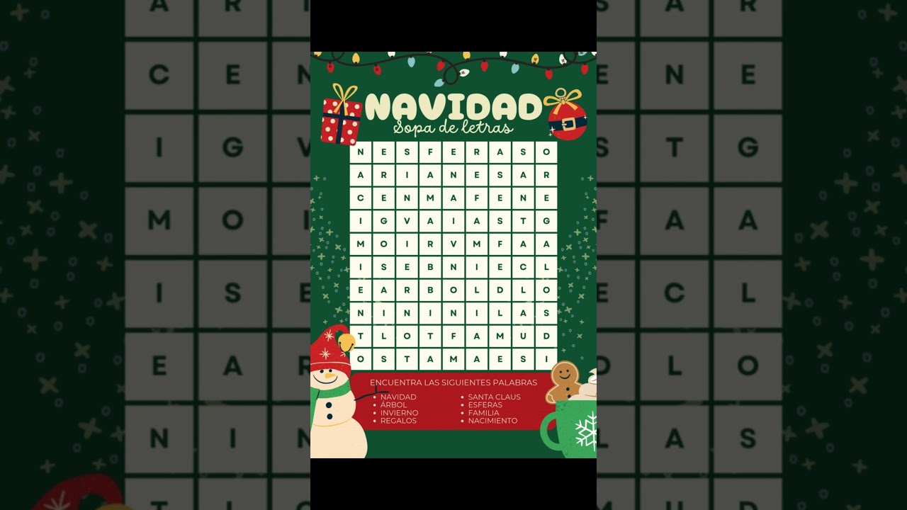 ❄️ Sopa de Letras Divertida: Especial Navidad 🎄#navidad #sopadeletras #retovisual #reto #challenge