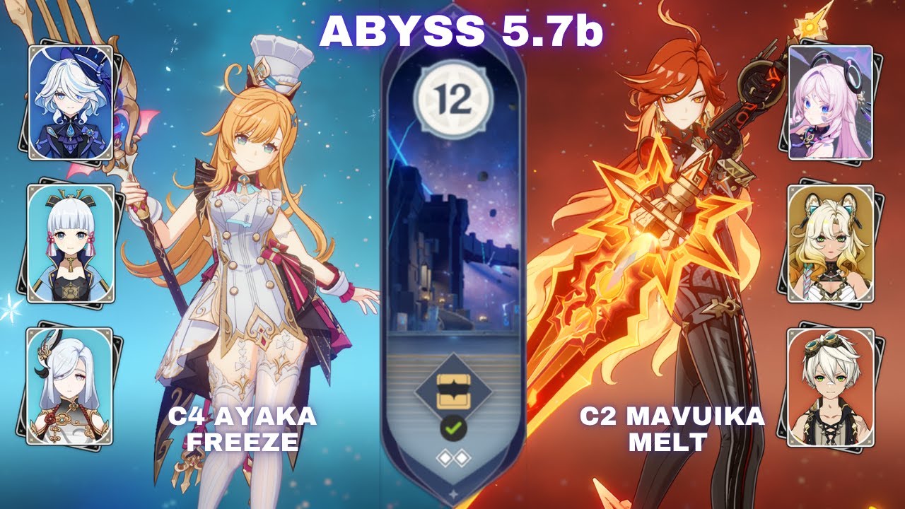 Abyss 5.7B C4 Ayaka Freeze & C2 Mavuika melt 87s Speedrun