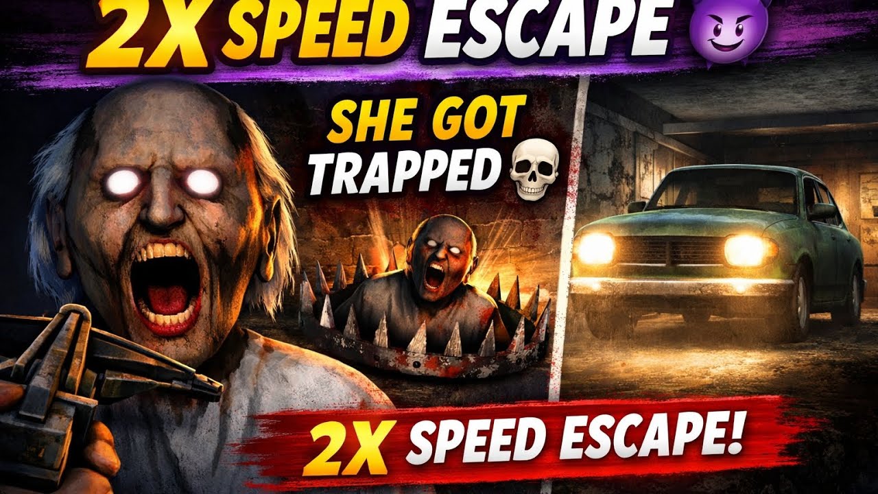 2x Speed Granny Escape 😈 But She Got Trapped!
