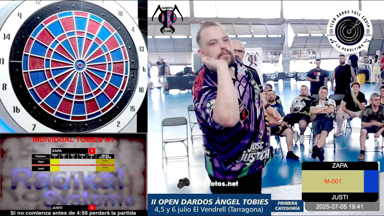 II OPEN de dardos ÀNGEL TOBIES - Final Individual nivel 1 - ZAPA vs JUSTI   19 42