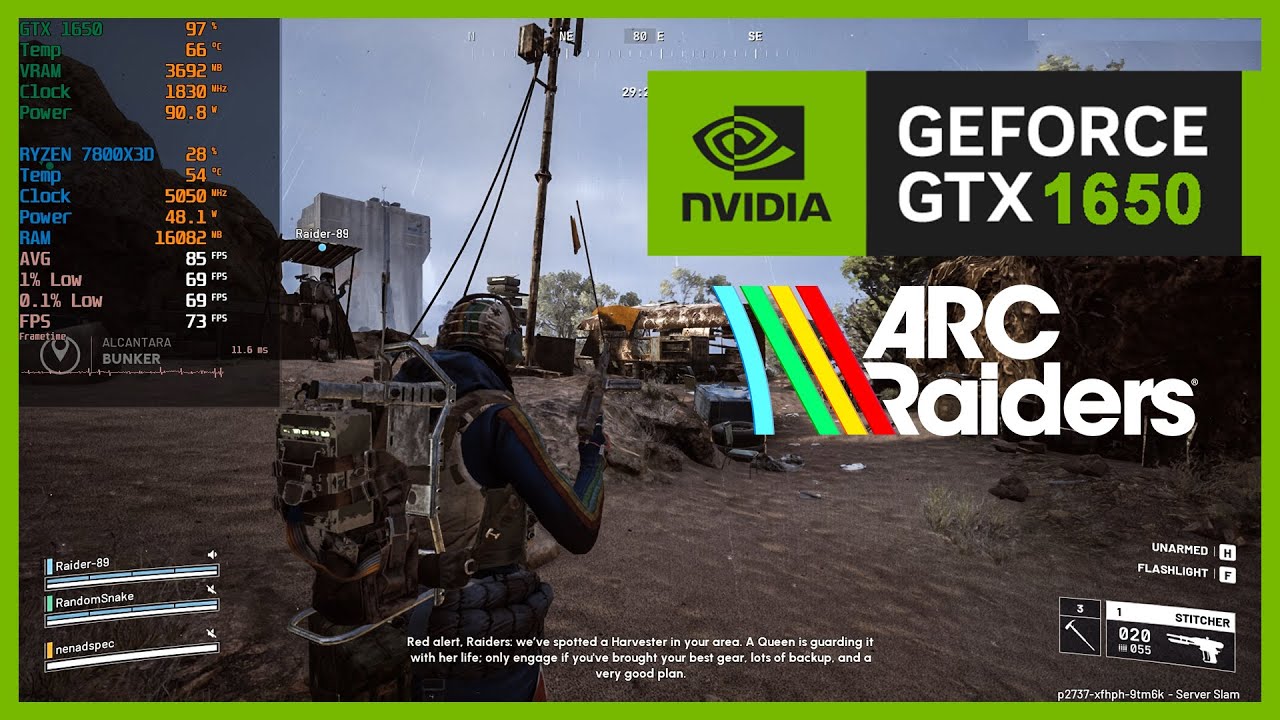 GTX 1650 | ARC Raiders - 1080p, FSR, Low, Medium, High, Epic