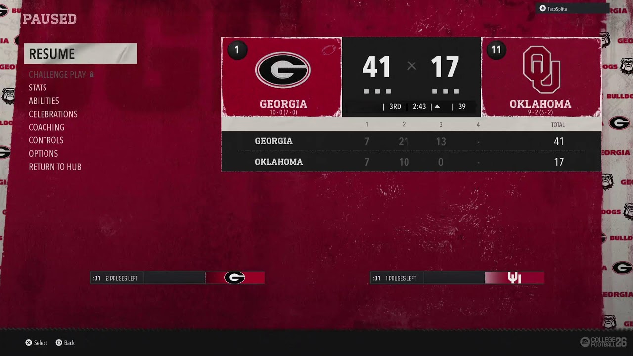 Ste yr 6 wk 13 Georgia vs Oklahoma