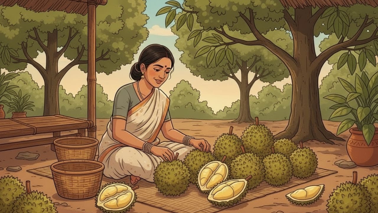 Harvesting Durian in the Family Garden | A Warm Tradition and Bounty of Nature | Ghibli Style Video