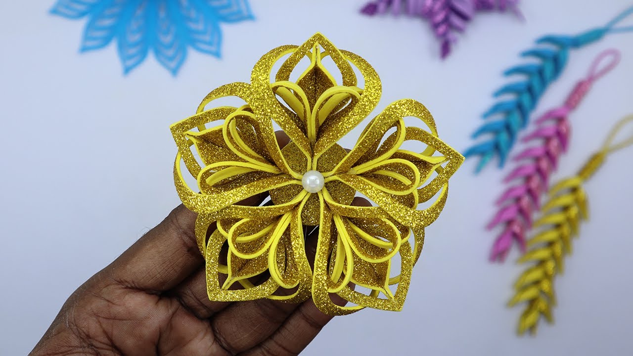 Mini Snowflakes Making with EVA Glitter Foam ❄️ Christmas Tree Ornaments 🎄  DIY Christmas Crafts