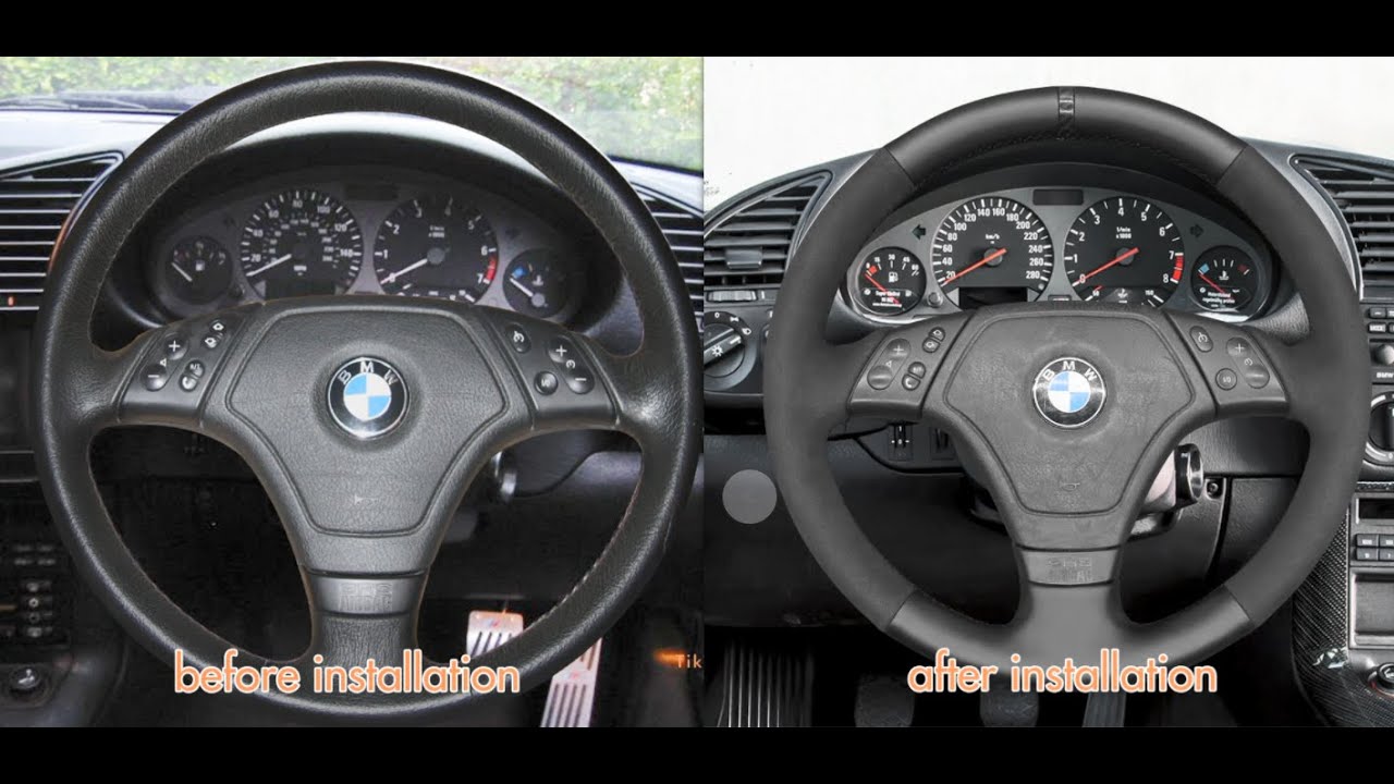 MEWANT---for BMW 3 Series E36 1995-2000 Hand Stitch Car Steering Wheel Cover Install