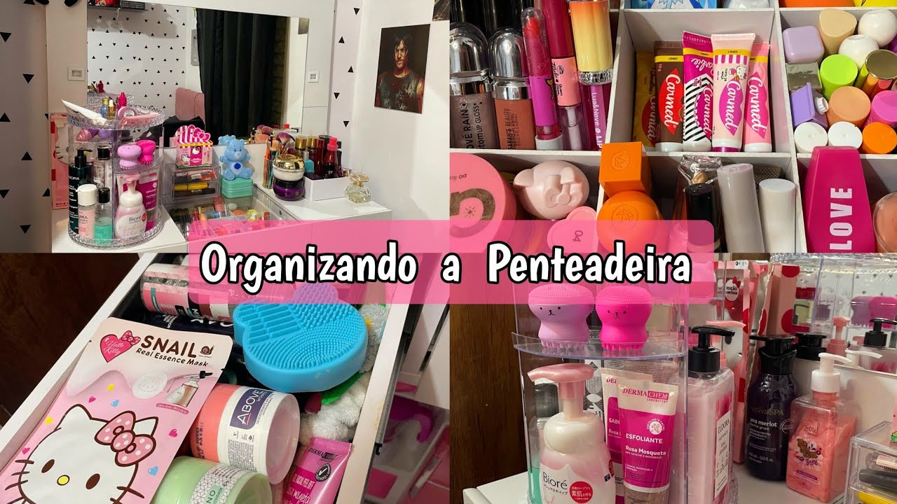 ORGANIZANDO A MINHA PENTEADEIRA 🌸produtos de autocuidado, maquiagem, skincare 🎀