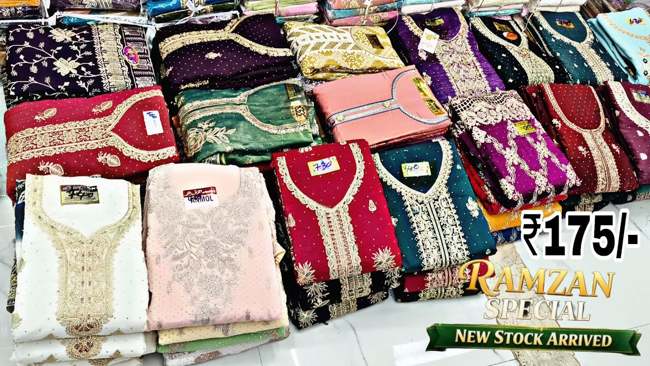 Hyderabad Wholesale Ramzan Special Fancy Work Suits ₹175/- Dress Materials Pakistani Suits Order Now