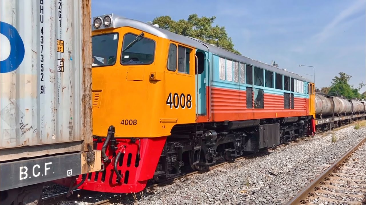 SRT. #รถจักรโดนแซนวิช!? GEK 4008 โดนพ่วงกลางขบวนและขบวนรถสินค้าสายแม่น้ำหลายขบวนมาก ที่ชุมทางบางซื่อ