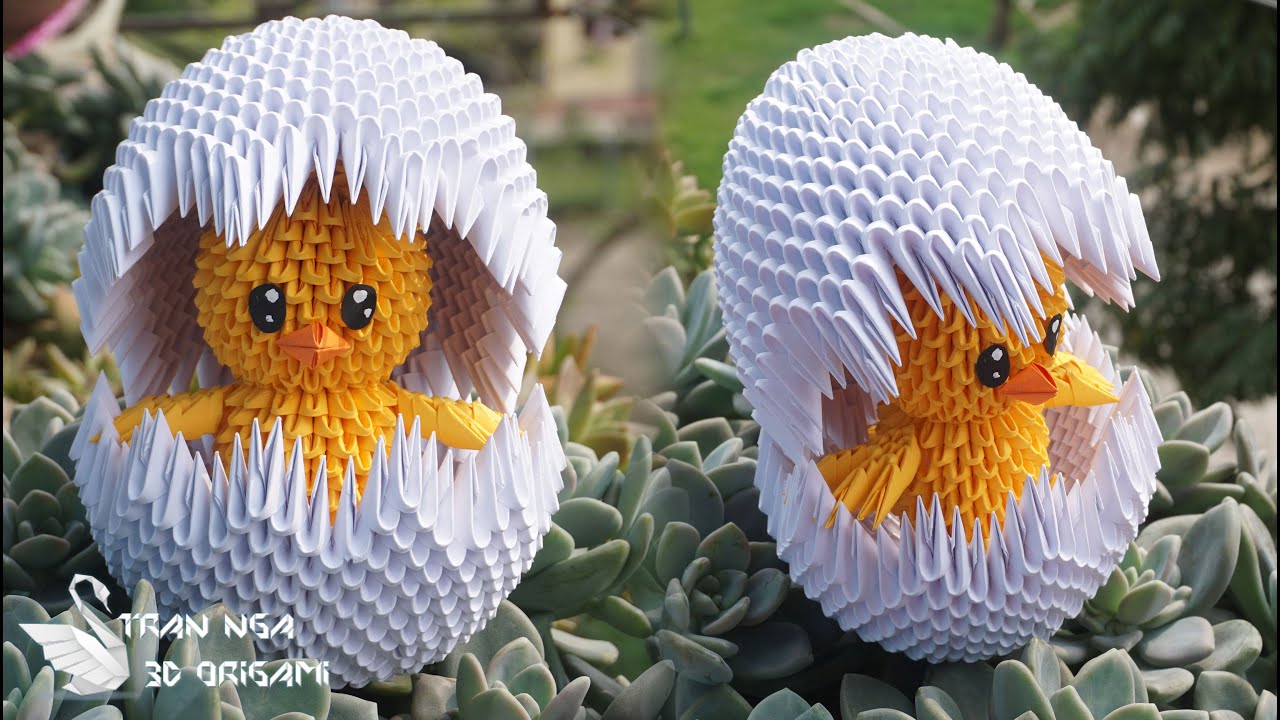 3d origami Easter chick in egg shell tutorial | Pollito de Pascua de origami 3D en cáscara de huevo