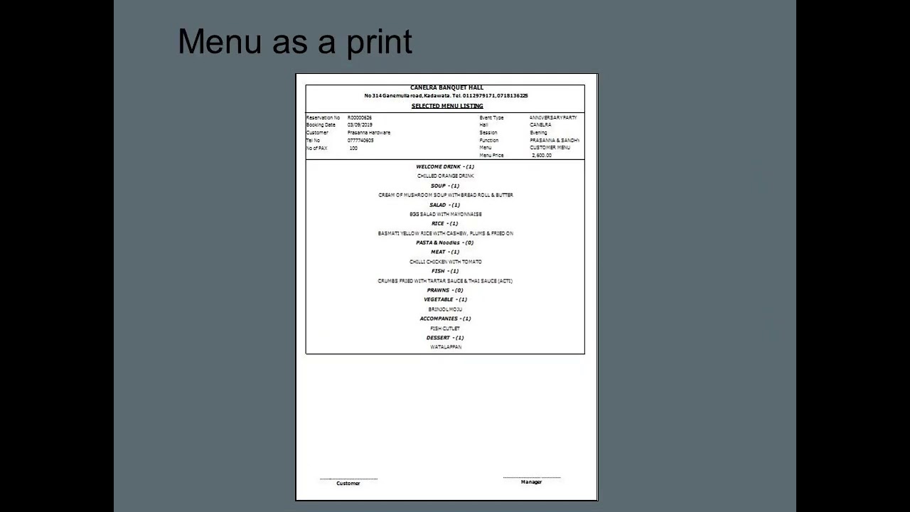 BANQUET MANAGEMENT SYSTEM - Presentation