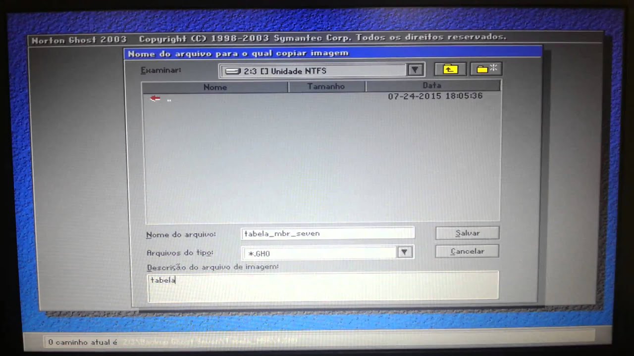 Backup e restauração Window Seven com Norton Ghost via pendrive