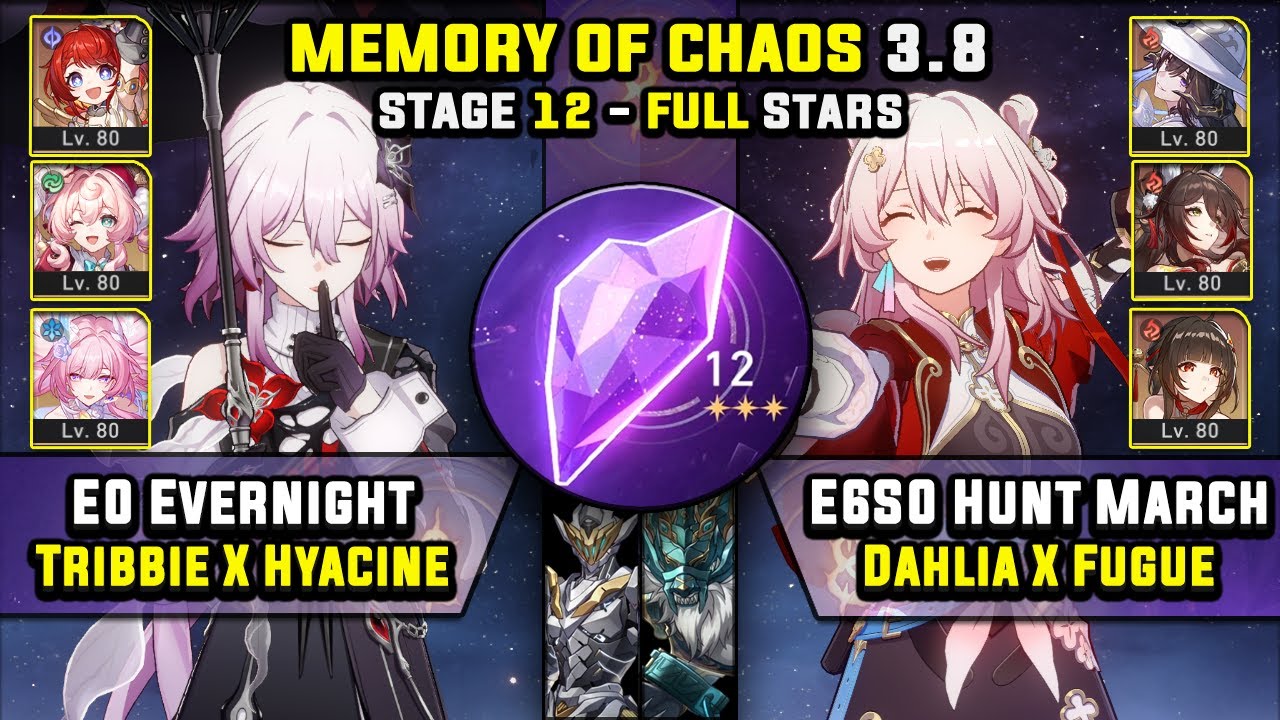 E0 Evernight Carry & E6 Hunt March Carry W/ Dahlia (3 Stars) Memory Of Chaos 12 Honkai Star Rail 3.8