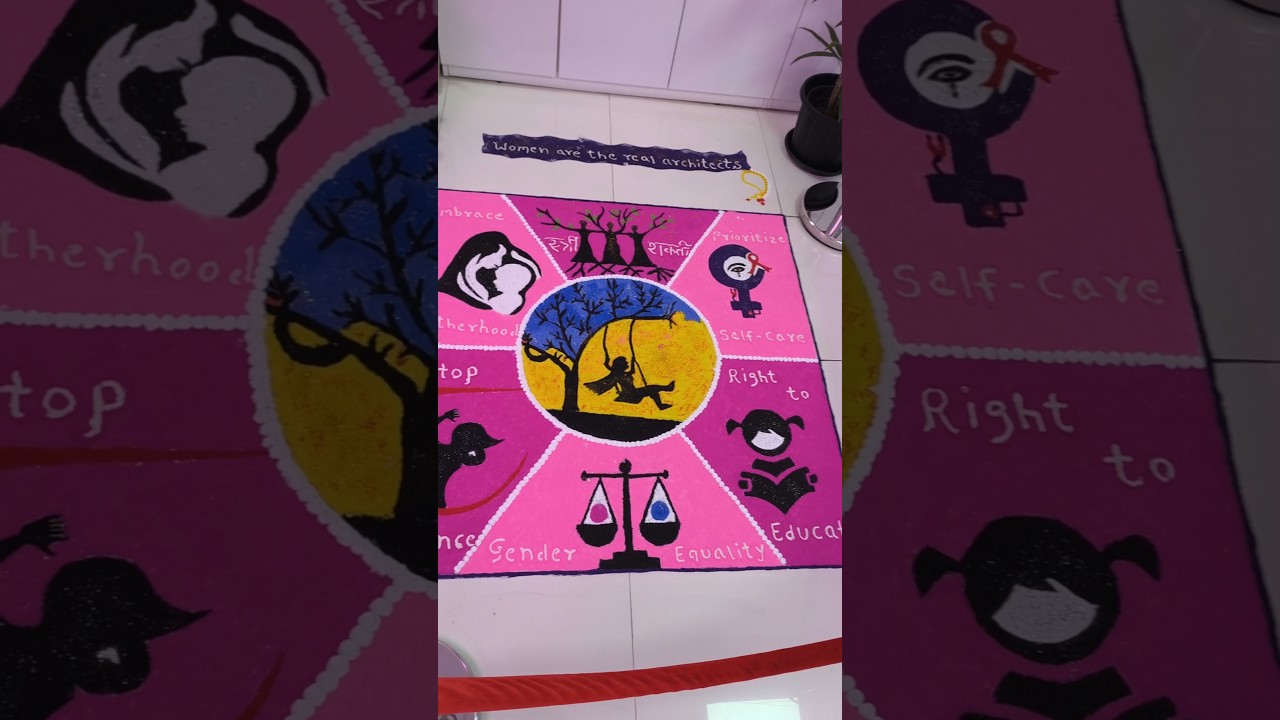 Women Empowerment Rangoli💞💪🤗|Day8/9|#rangoli #art #ytshorts #women #womenempowerment #rangolidesigns